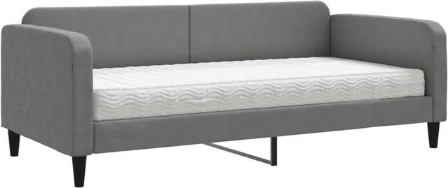 vidaXL Tagesbett mit Matratze Dunkelgrau mit Armlehnen und Schaumstoff B/T/H: 90 x 190 cm - Bild 1