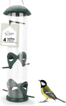 WILDLIFE HOME Vogelfuttersäule für Körnerfutter aus Metall und Kunststoff, Grün, Höhe: 30 cm - Bild 1