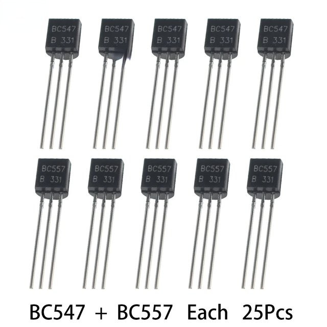 Transistor Kit mit 50 Stück BC547 NPN und BC557 PNP in Schwarz - Bild 1