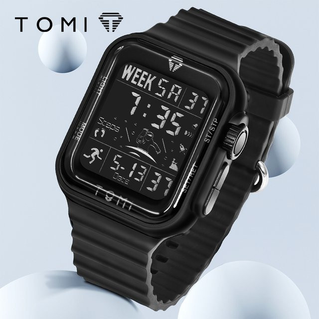 TOMI Smartwatch Herren, 1,86 Zoll AMOLED, Schwarz, Silikon - Bild 1