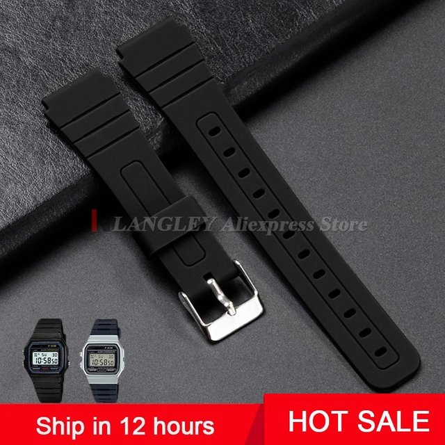 Uhrenarmband Silikon, 18 mm, Schwarz, Herren - Bild 1