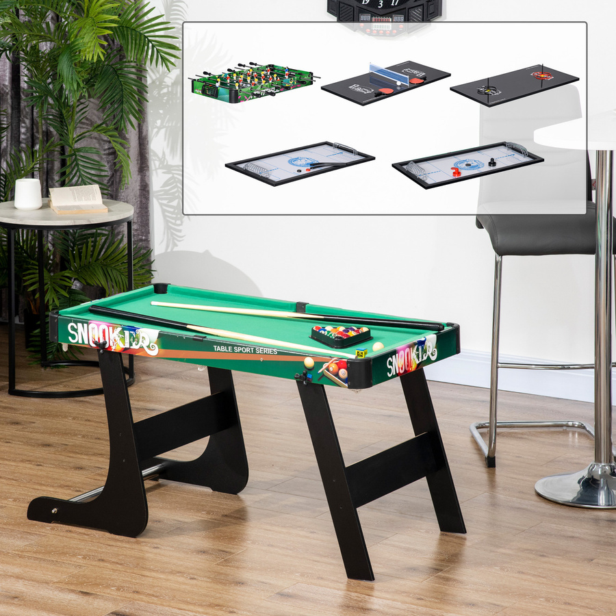 HOMCOM 6-in-1 Spieltisch klappbar, Kicker, Billard, Airhockey, Tischtennis, Ringwurf & Eishockey - Bild 2