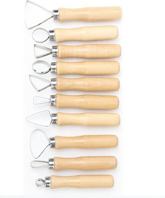 GoolRC 10er Set Modellierwerkzeuge aus Metall und Holz für Ton, Keramik, Wachs und Seife in Beige - Bild 1