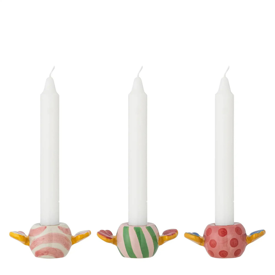 Bloomingville Kerzenhalter Caramella aus Keramik in Pink - Set von 3 für Tealight und Stabkerzen - Bild 1
