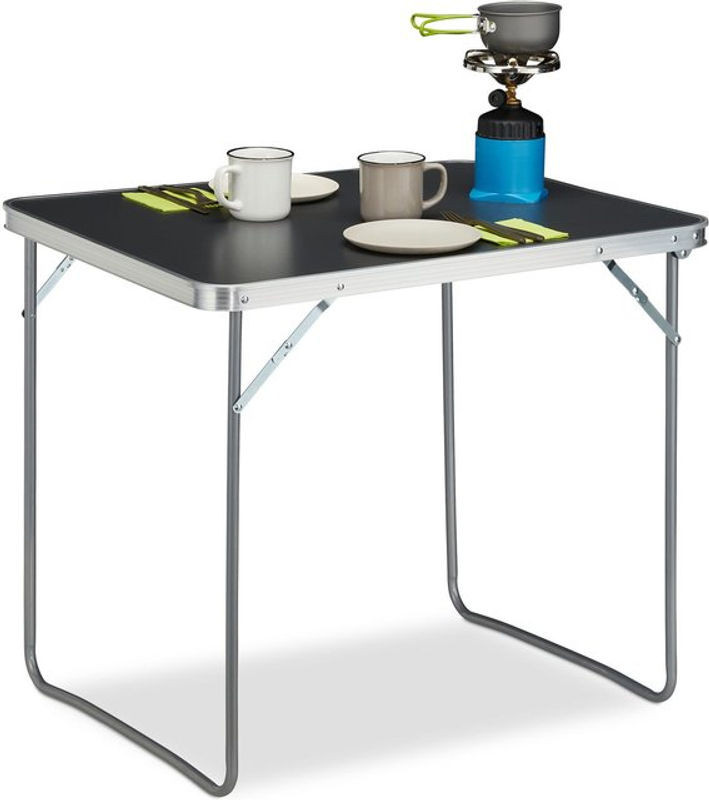 Relaxdays Campingtisch klappbar aus Aluminium und MDF in Silber/Grau, B/T/H: 80 x 70 x 60 cm - Bild 1