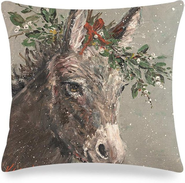 JMG Clothing Kissenbezug mit Esel Kunst Motiv in Grau, B/H: 45 x 45 cm - Bild 1