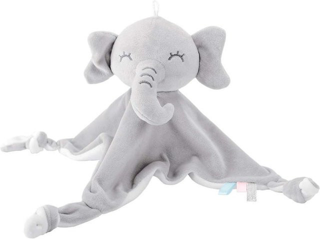 Toys-Glory Fourall Kuscheldecke Elefant als Schmusetuch für Babys und Kleinkinder, grau, 27,5 x 27,5 cm - Bild 1