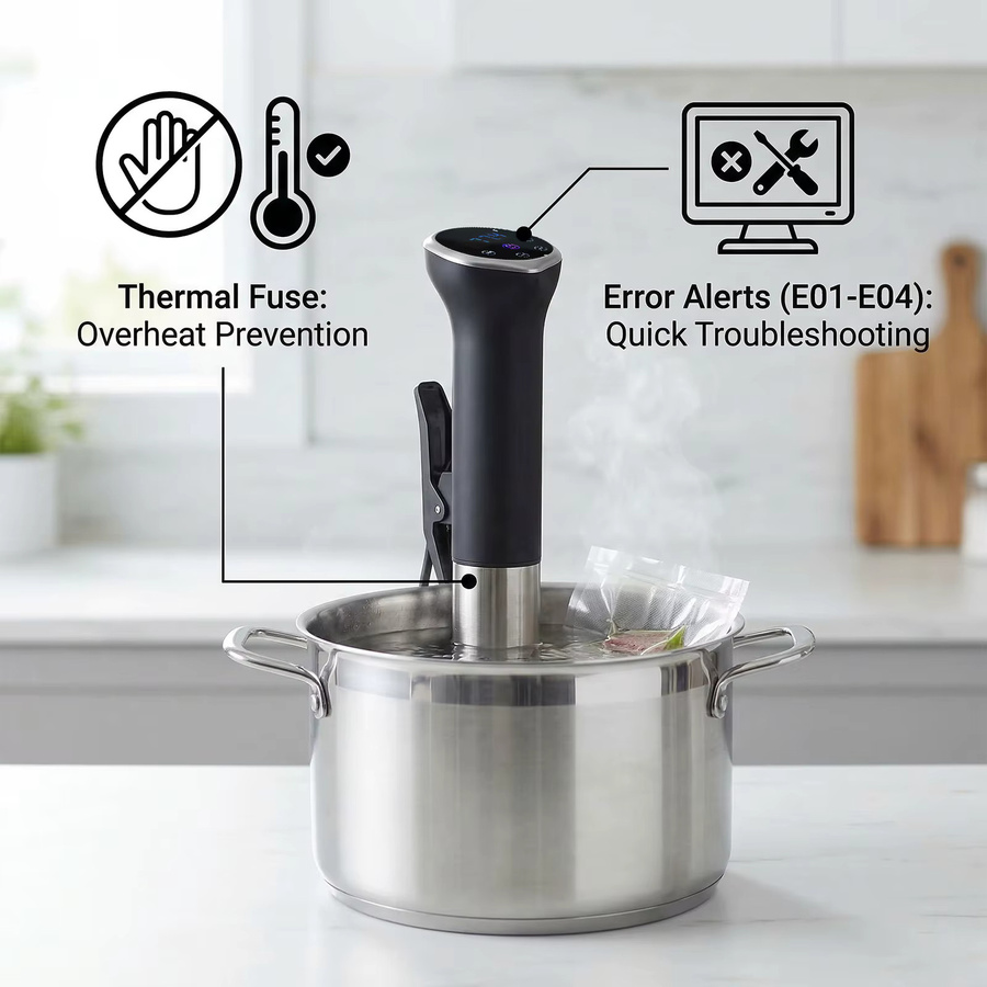 Podofo Slow Cooker mit 1400W Leistung, IPX7 wasserdicht, präzise Temperaturkontrolle und Digitalanzeige aus Edelstahl - Bild 3
