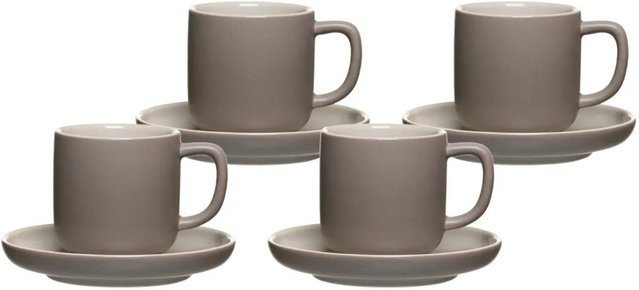 Ritzenhoff & Breker Jasper Espressotassen mit Untertassen aus Keramik, 4er Set, Beige/Grau, 100 ml - Bild 1