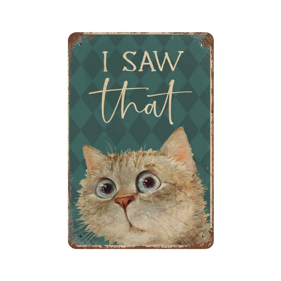 Dreacoss Metallblechschild Retro-Stil mit lustiger Katze, Mehrfarbig, B/H: 20,0 x 14,0 cm - Bild 2