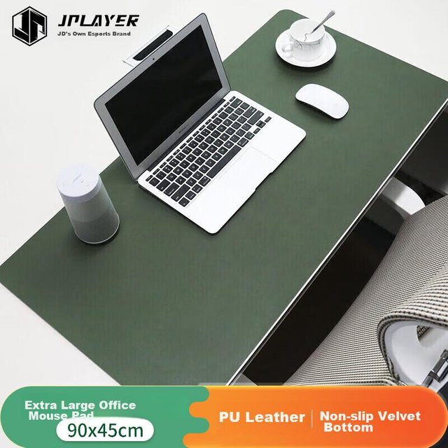 JPLAYER Mauspad aus Leder in Dunkelgrün, extra großes Schreibtischpad und wasserdichte Laptopmatte, B/T: 90 x 45 cm - Bild 1