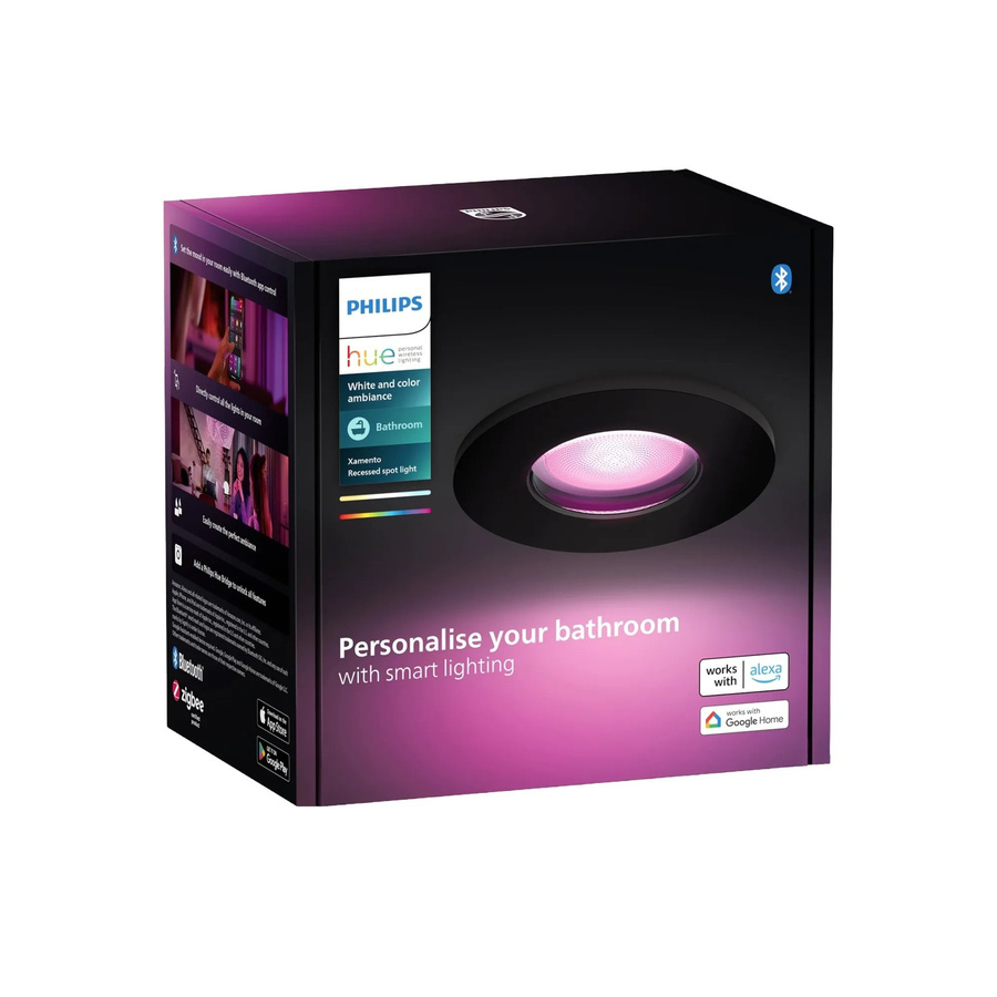 Philips Hue Xamento Smart LED Einbaustrahler White & Color Ambiance Schwarz Rund IP44 - Bild 3