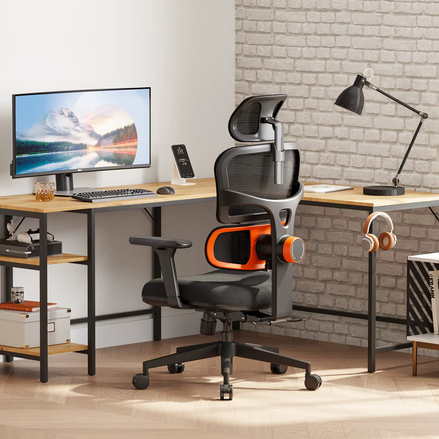 NEWTRAL NT001 Ergonomischer Bürostuhl in Schwarz mit Kopfstütze, verstellbarer Lendenwirbelstütze und Armlehnen für Home-Office und Erwachsene - Bild 2