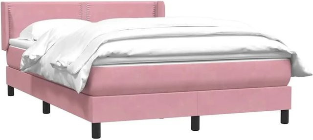 vidaXL Boxspringbett mit Matratze aus Samt in Rosa, B/T/H: 160 x 210 x 88 cm - Bild 1