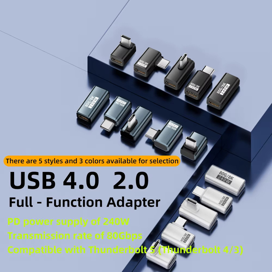 BSN USB4 2.0 USB-C auf Typ-C Winkeladapter in Grau mit 240W PD und 80Gbps Hochgeschwindigkeit für Macbook und 8K@60Hz - Bild 2