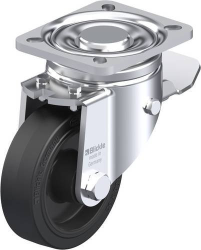 Blickle Lenkrolle LH-POEV 100XR-1-ST mit Feststeller in Schwarz und Silber, Rad-Durchmesser: 100 mm, Tragfähigkeit: 200 kg - Bild 1