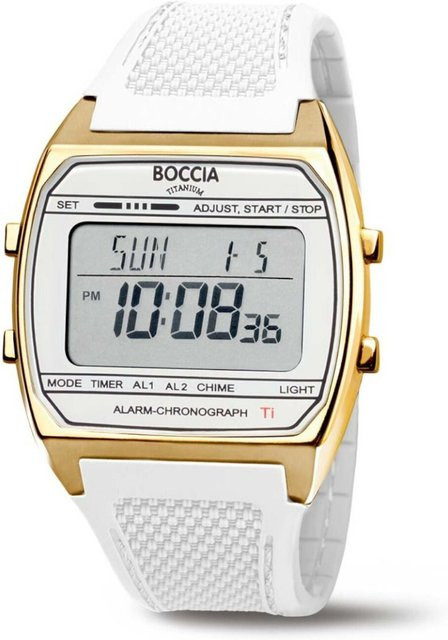 Boccia Herrenuhr Digital Chronograph, Titan, 37 mm, Silikon, 5 ATM - Bild 1