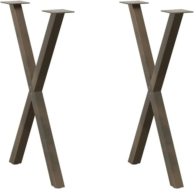 vidaXL Esstischbeine X-Form aus Stahl, 2 Stück, Naturstahl, B/T/H: 50 x 50 x 72-73 cm - Bild 1