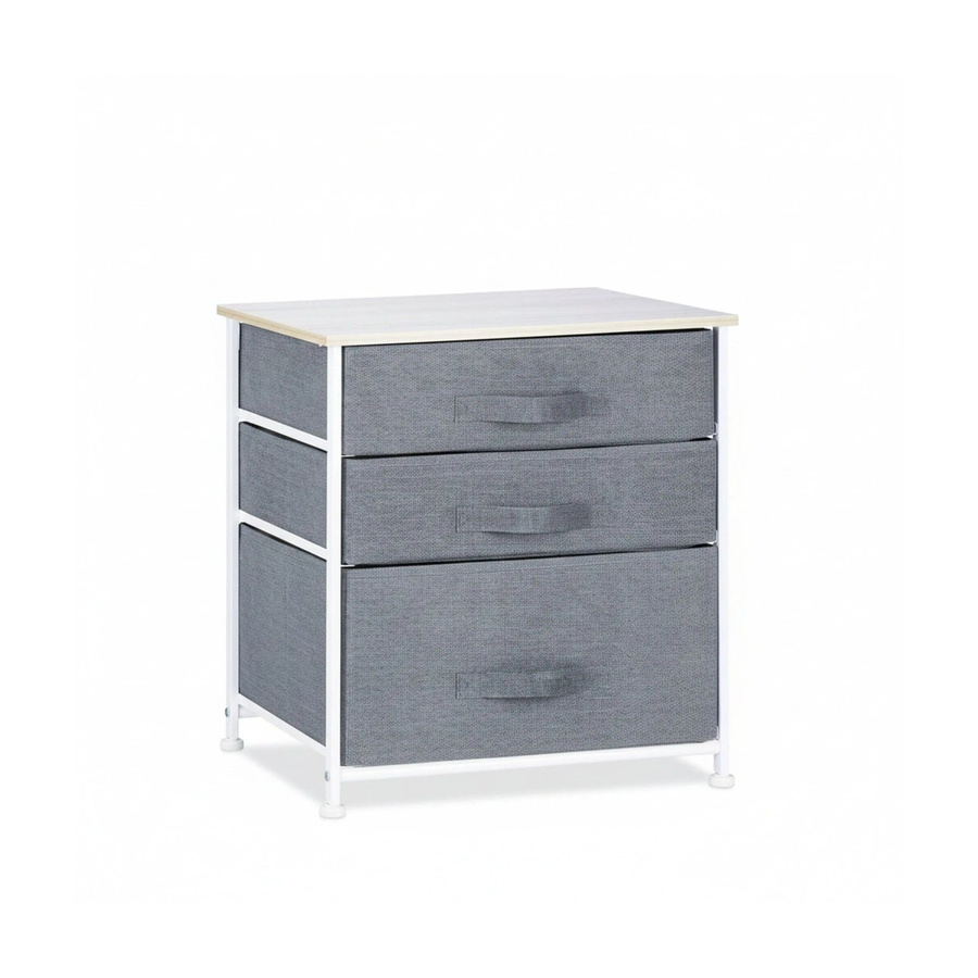 Relaxdays Regalsystem in Grau mit 3 Schubfächern aus Stahl, Stoff und MDF, B/T/H: 53 x 48 x 40 cm - Bild 2