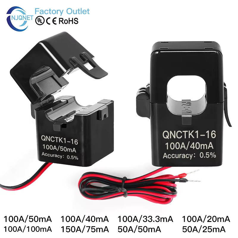 NJQNET Spaltkern-Stromwandler QNCTK1-16 2000:1 100A 50mA 2500:1 100A 40mA 33,33mA Offener CT-Typ Stromzangen-Sensor - Bild 1