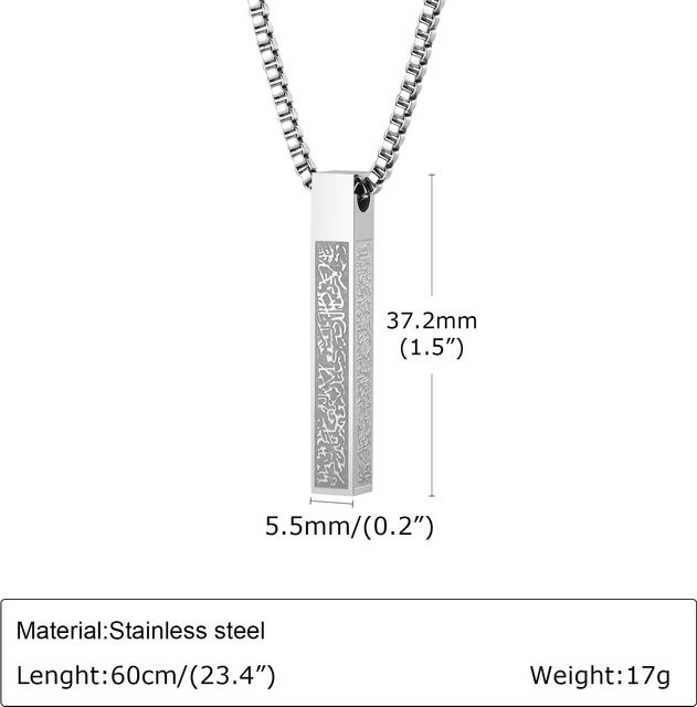 Vnox Halskette mit Anhänger, Edelstahl, Silber, 60 cm, Herren - Bild 1