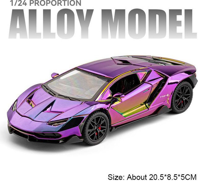 Linyi toy car Lambor Lp770-4 Apollo Evo Diecast Sportwagen, 1:24, Türen können geöffnet werden, mit Gummireifen, rückziehbar, ab 14 Jahre - Bild 1