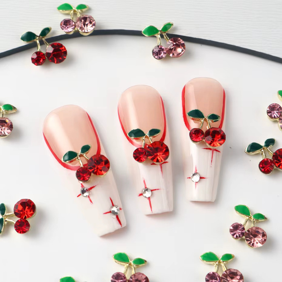 Kirsche Strass Nail Art Charms, Rot Rosa, Kristall Nagel Schmuck - Bild 4
