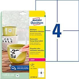 Avery Zweckform Folien-Etiketten transparent wetterfest und wieder ablösbar für Laserprinter A6 - Bild 1