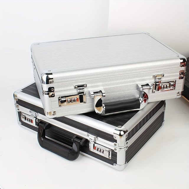 HILEBACK Tragbarer Aufbewahrungskoffer aus Aluminiumlegierung in Weiß mit Schwamm für Sicherheitsausrüstung und Präzisionsinstrumente, B/T/H: 35,0 x 25,0 x 11,0 cm - Bild 1