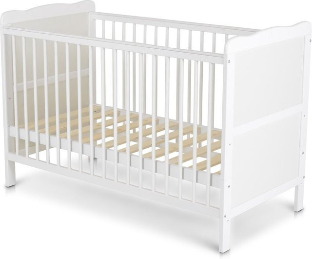 Cangaroo 2 in 1 Babybett Albero Kinderbett aus Holz mit 3 Ebenen und Drop-Side in Weiß, B/T: 120 x 60 cm - Bild 1