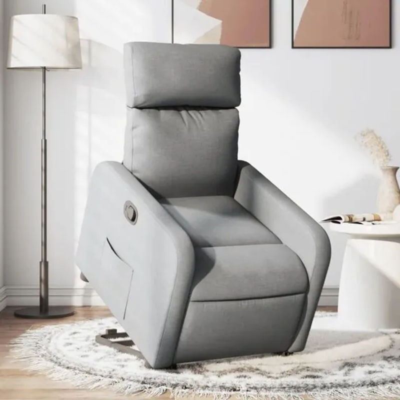 vidaxl Relaxsessel mit Aufstehhilfe in Grau aus Stoff und Metall im modernen Design - Bild 1