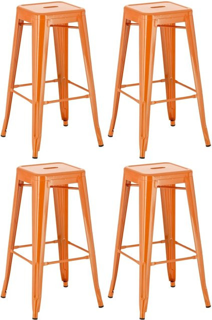 4er Set Barhocker DELUKE DOLAN aus Metall in Orange, B/T/H: 43 x 43 x 76 cm - Bild 1