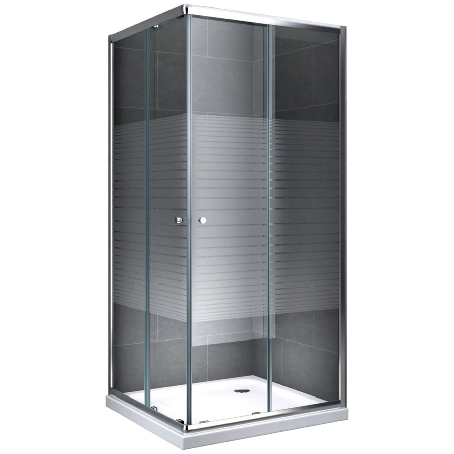 Dein Bau Projekt Eckdusche Duschkabine mit Schiebetür und gestreiftem Glas, transparent, B/T/H: 80 x 80 x 190 cm - Bild 2