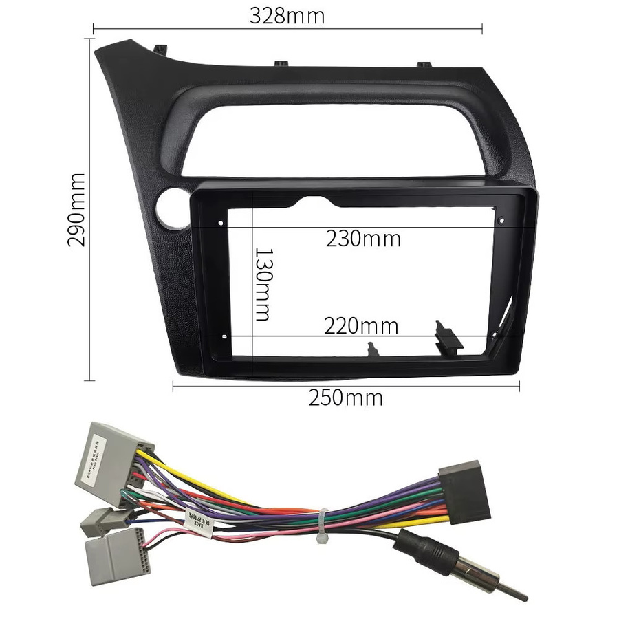 Auto Rahmen Blenden und Kabel Set für Honda Civic Fließheck 2014-2018 Android Big Screen Dashboard Kit in Schwarz - Bild 3