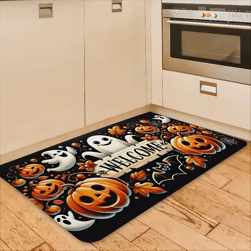 VIKAMA Halloween Teppich mit Geister- und Kürbis-Motiv, wetterfeste Fußmatte für Wohnzimmer oder Outdoor, Mehrfarbig, B/T: 60 x 40 cm - Bild 5