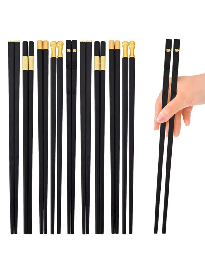 10 Paar wiederverwendbare Essstäbchen in Schwarz Matt von uniturcky für Sushi und asiatische Küche - Bild 4