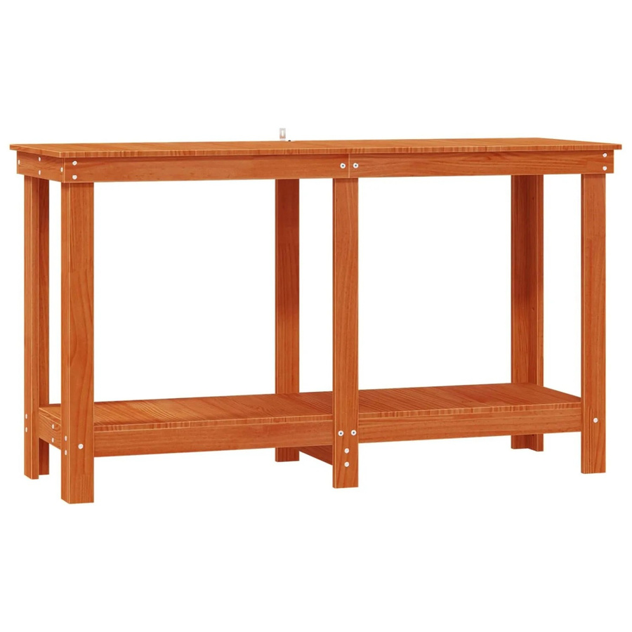 vidaXL Werkbank aus massivem Kiefernholz in Wachsbraun, B/T/H: 140 x 50 x 80 cm - Bild 2