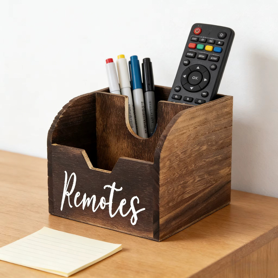 IDUK Aufbewahrungsbox aus Holz in Braun für Fernbedienungen und Snacks, multifunktionale Desktop-Organizer-Box, B/T/H: 14,5 x 12,0 x 14,5 cm - Bild 4