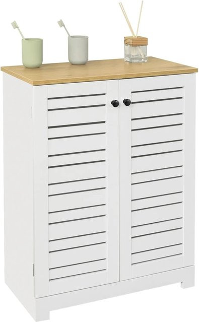 SoBuy Badschrank mit Lamellentüren in Weiß-Natur BZR41-W - Bild 1