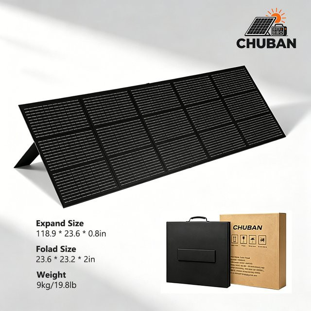 CHUBAN Tragbares faltbares Solarpanel 300W in Schwarz, IP68 wasserdichtes Solarladegerät für Powerstation, Wohnmobil und Camping - Bild 1
