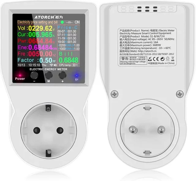 Tuya WLAN-Energiemonitor 16A Digitales Wattmeter in Weiß zur Echtzeit-Überwachung von Stromverbrauch und Stromkosten - Bild 1