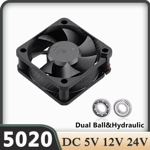 Gdstime 5020 DC Bürstenloser Axiallüfter in Schwarz, B/T/H: 50 x 50 x 20 mm, Mini-Abluftkühler für 3D-Drucker, DVR und NAS-Kühlung - Bild 1