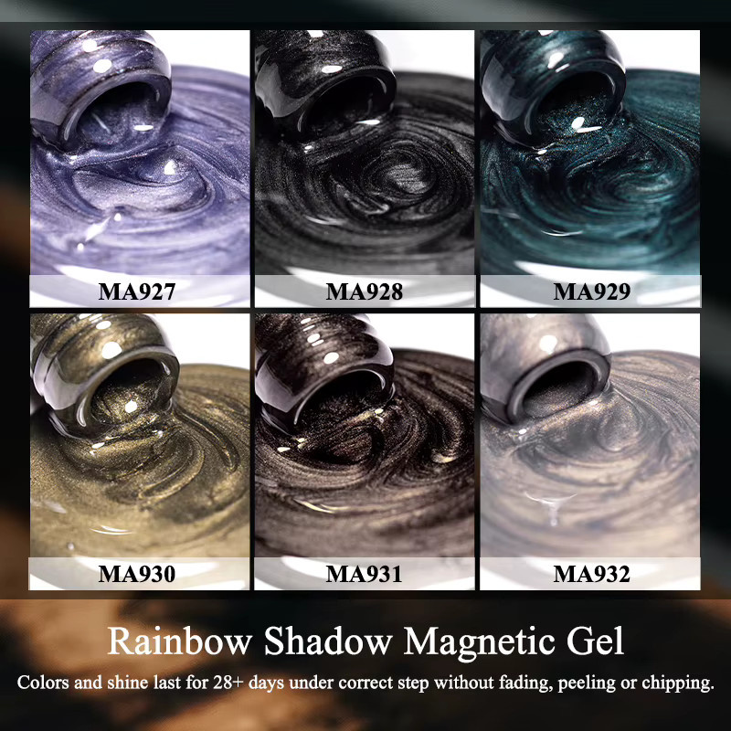 MEET ACROSS Magnetischer Gel Nagellack, Grau Blau, Schimmernd, 7 ml - Bild 5