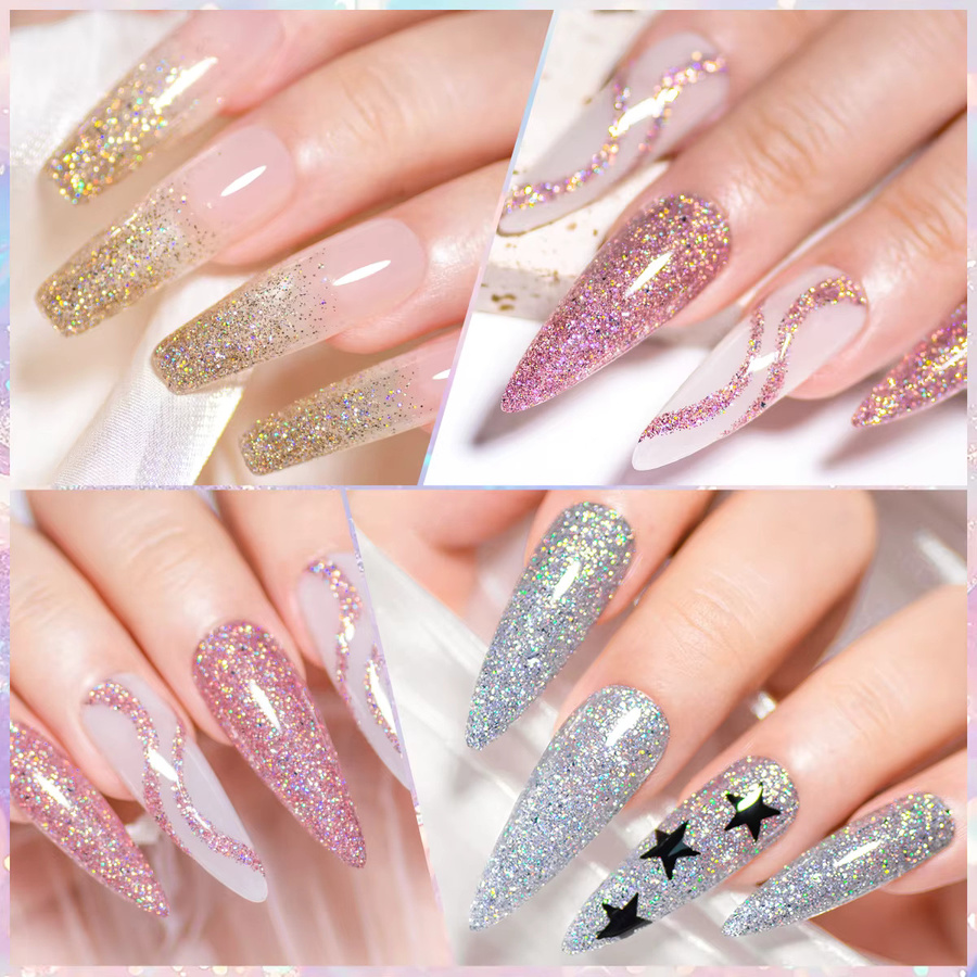 Four Lily Nagellack Gel, Champagner-Gold-Splitter, Glänzend - Bild 4