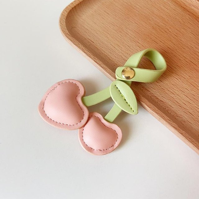Love Home Garden Schlüsselanhänger, 3D Pfirsich Herz Kirsche, Damen, Rot Rosa Beige - Bild 1