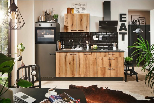 pino Küchenzeile Evoke Eiche mit Geräteschrank in Grafit, Breite: 260 cm - Bild 1