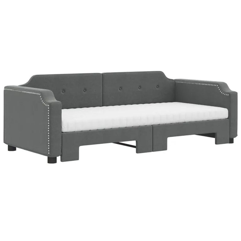 Vidaxl Schlafsofa mit Matratzen in Dunkelgrau aus Stoff, B/T/H: 90 x 200 cm - Bild 3