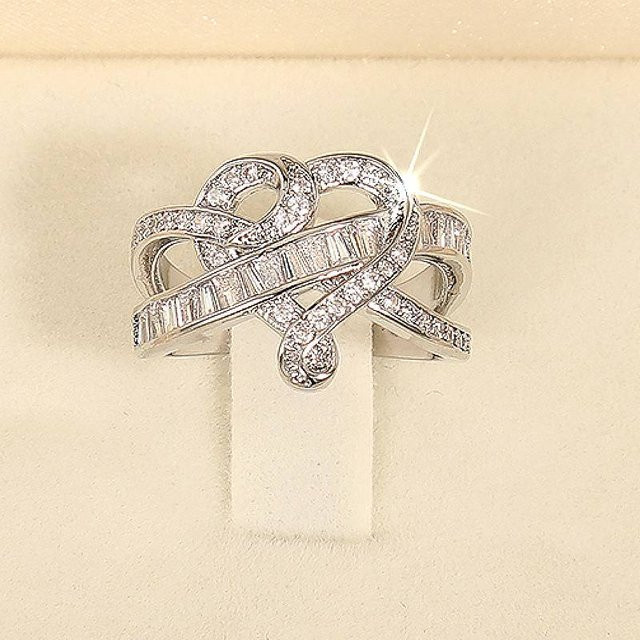 Huitan Ring Herz-Design, Zirkonia, Silber, Damen - Bild 1