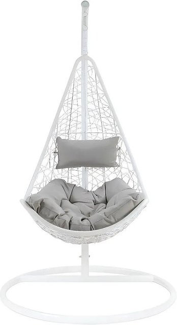 Vente-unique Hängesessel Orosi in Weiß aus Polyrattan mit Kissen, Form: Egg, Höhe: 105 cm - Bild 1