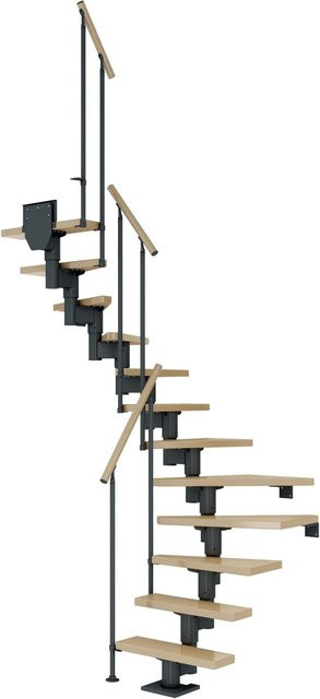Dolle Mittelholmtreppe Dublin 1/2 gewendelt in Ahorn und Anthrazit, Höhe: 292 cm, Breite: 75 cm - Bild 1
